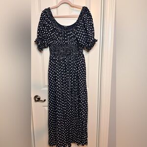 Madewell Black and White Polka Dot Long Sleeve Dress